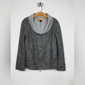 St. John Gray Zip Up Draped Collar Jacket Sz Small